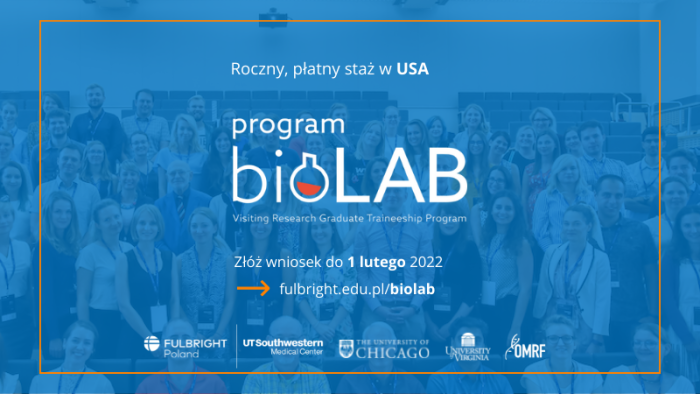 Roczny, płatny staż w USA w ramach Programu BioLAB 2022-23