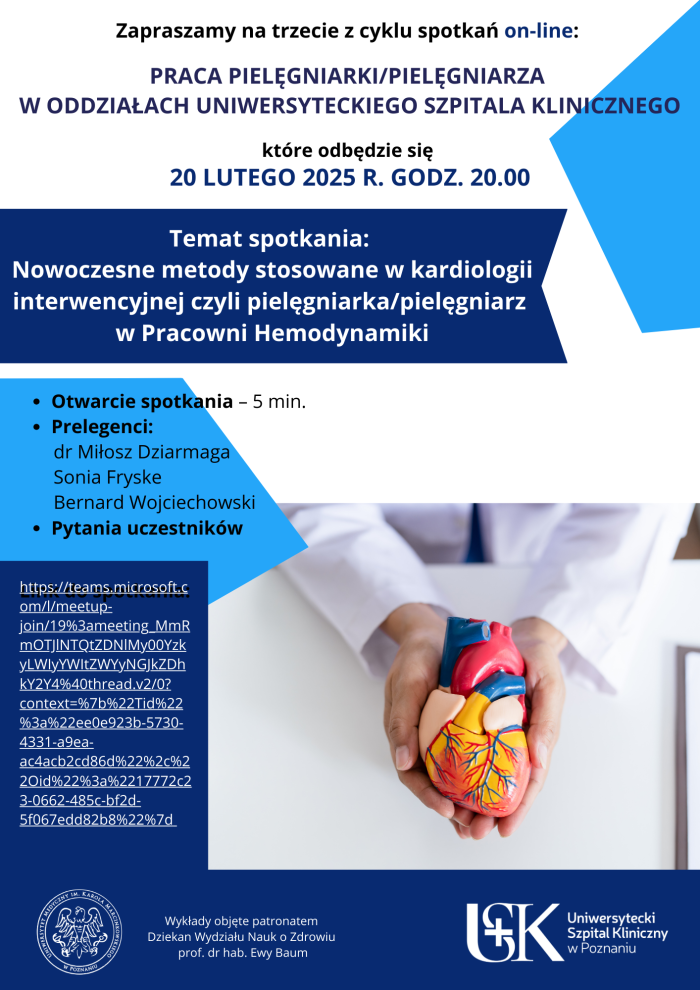 Cykl spotkań on-line: „Praca pielęgniarki/pielęgniarza w oddziałach Uniwersyteckiego Szpitala Klinicznego”