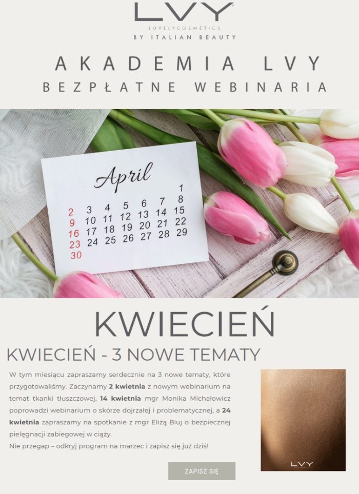 Bezpłatne webinaria – LVY Cosmetics by Italian Beauty – kwiecień 2025!