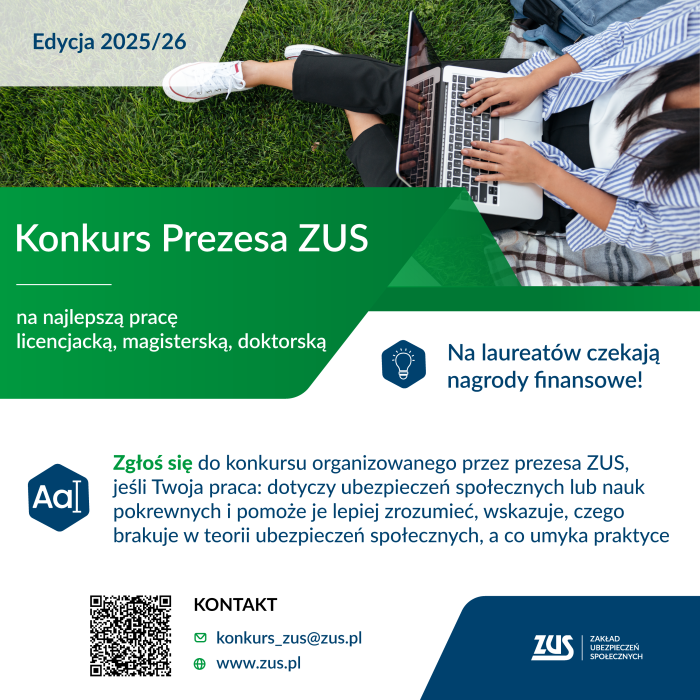 V edycja Konkursu Prezesa ZUS na najlepszą pracę licencjacką, magisterską oraz doktorską