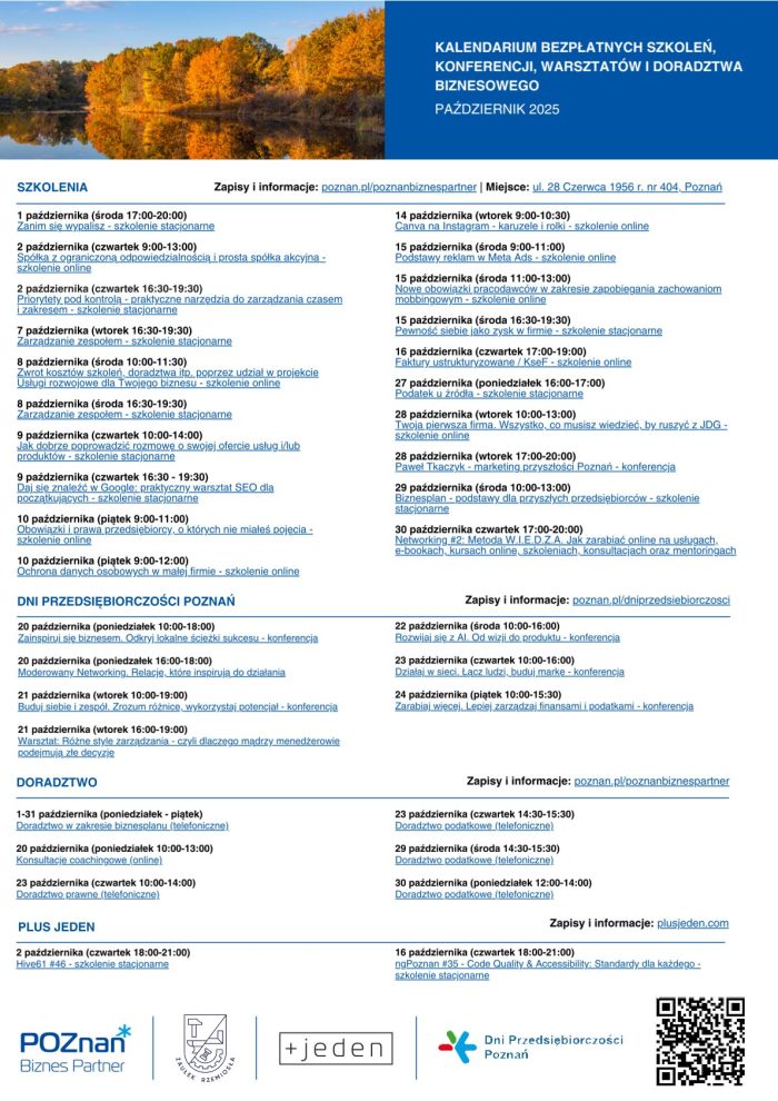 Bezpłatne szkolenia rozwojowe – październik